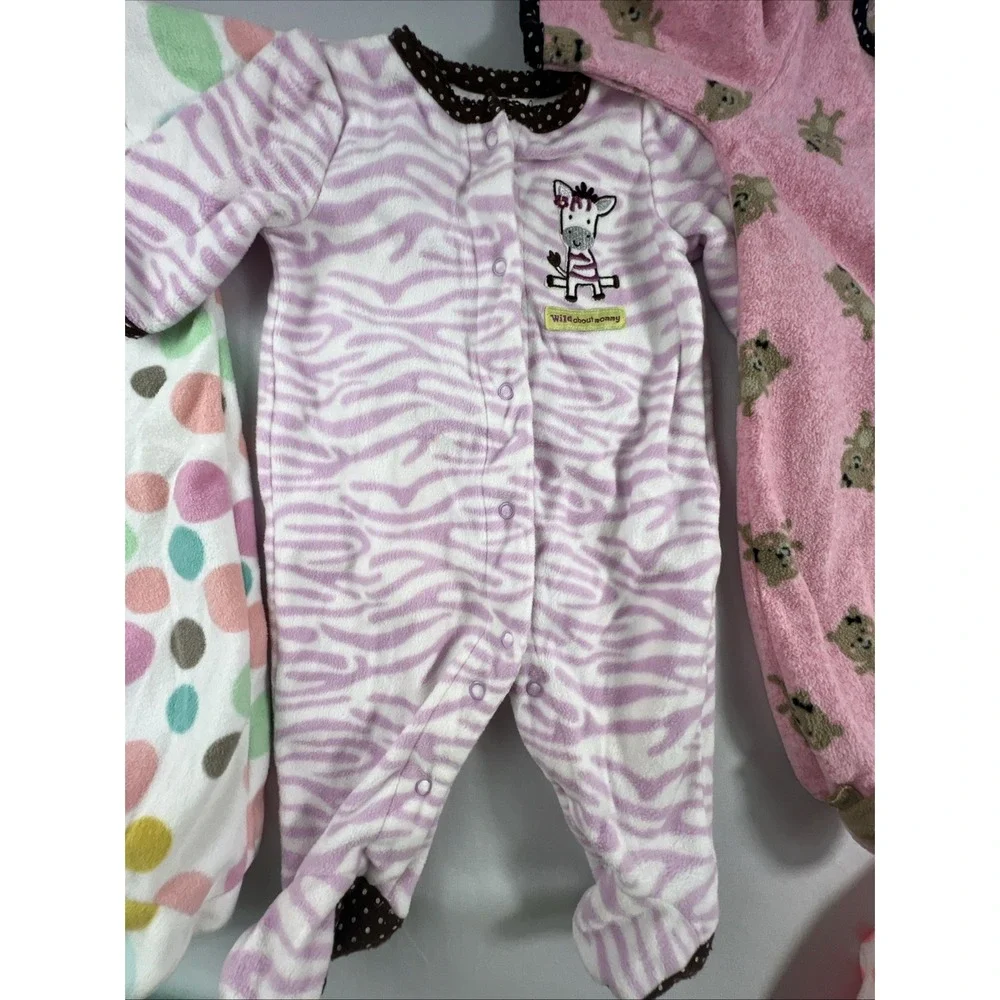 Carters Baby Girl Footed Pajamas Lot 6 Fleece Cotton Sleep Play 3M-6M
